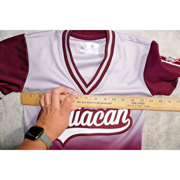 Culiacán Baseball Jersey by New Play – Youth Size 8 – Maroon & Gray Gradient - Picture 7 of 9